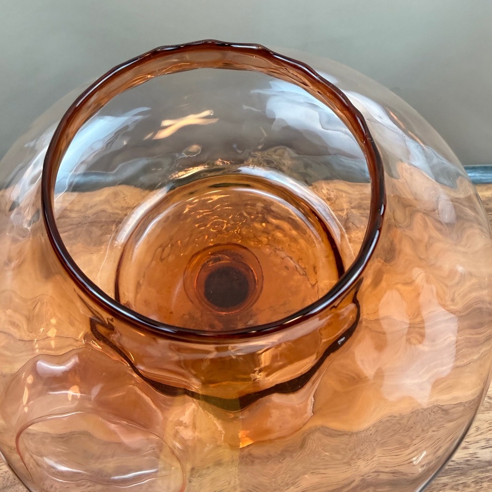 Vintage Peach Empoli Glass Apothecary Jar Pedestal Candy Dish with Lid Italy 10" - Picture 6 of 9
